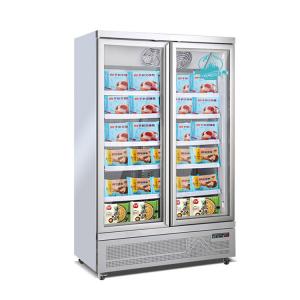 China Digital Control Commercial Freezer Glass Door Fan Cooling Deep Freezer Display Frozen Food And Ice Cream wholesale