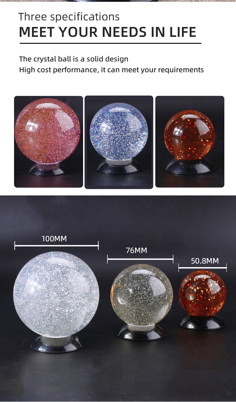factory wholesale Decoration home glitter powder inside Acrylic Plastic resin crystal ball