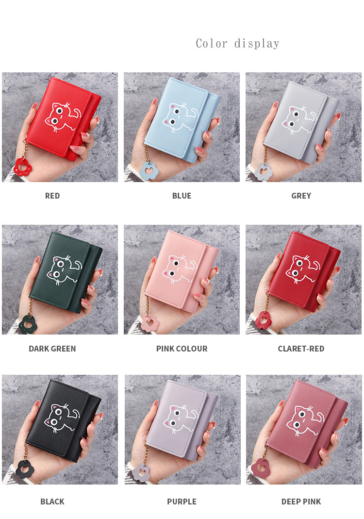 Ladies Wallet Short Creative Fashion Wallet Girls Short Small Mini PU Leather Coin Purse