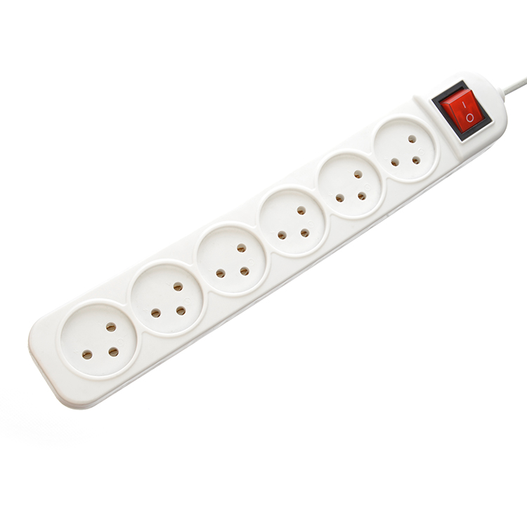 Customized Yes 5 Ways Power Strip Connected with Extension Cord Israel Industrial Surge Protector White