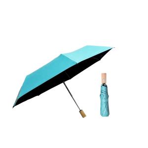 China Wooden Handle Three Folding Umbrella 7 Fiberglass Ribs wholesale
