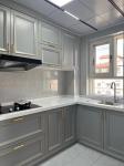 15mm Solid Wood Island Modular Black Melamine Kitchen Cabinets Units