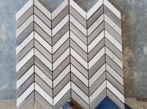 China White Arrows Marble Mosaic Tile For Hotel / Restaurant Bathroom Wall wholesale