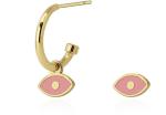 Unique Delicate Stainless Steel Gold Earrings Green Pink Eye Epoxy Earrings