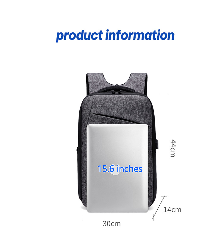 15.6 Inch USB Charge 19L Anti Theft Waterproof Men Backpack 0.7kg
