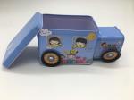 Candy Storage 2 Tin Branded Gift Boxes Blue Car Shape With Four Wheels For Kids