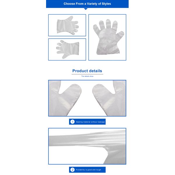 Compostable sanitary clear pe cpe tpe plastic hand gloves for cleaning
