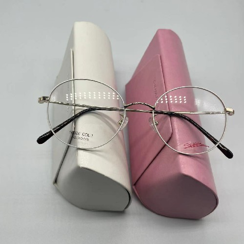 Pink PE PU Leather Durbable Portable Glasses Metal Eyeglass Case Sunglasses Storage Box