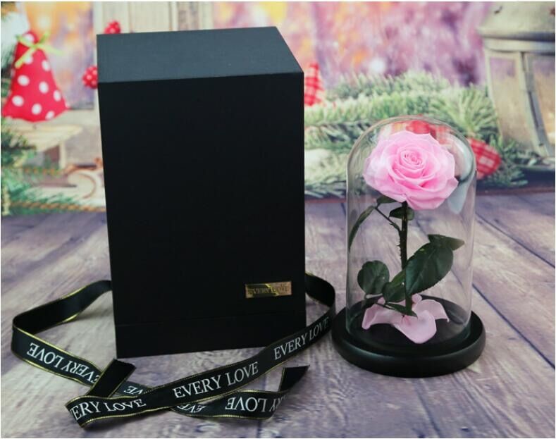 Real Natural Fresh Big Rose Preserved Flower Preserved Everlasting Real Roses in Glass Dome for Sale