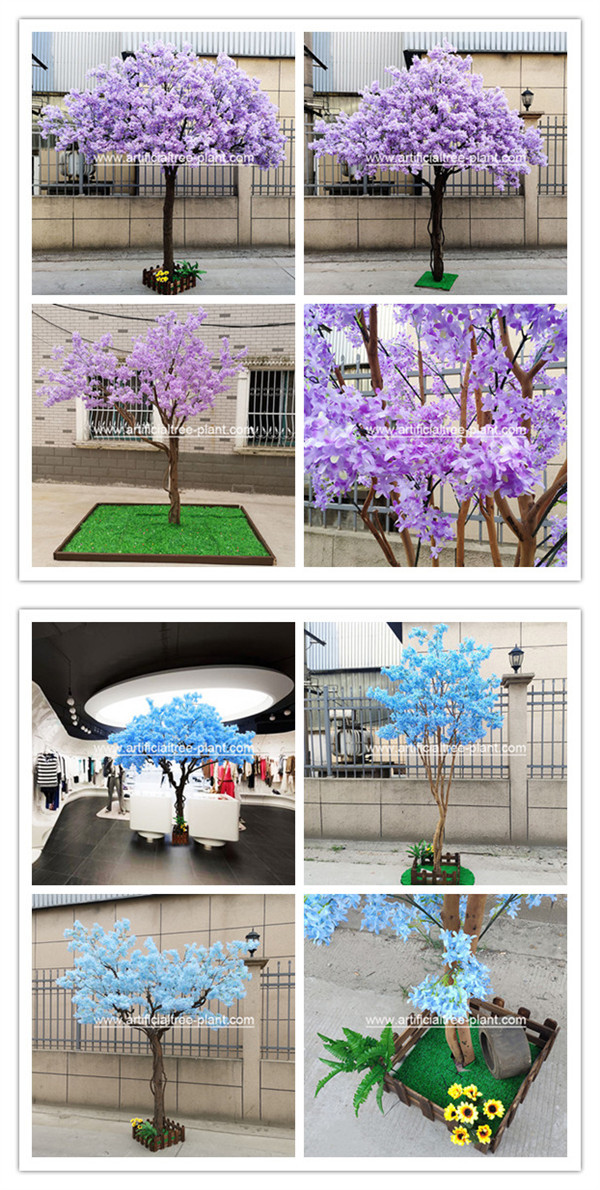 Safe Jacaranda Wood Purple Artificial Flower Tree Fire Retardant