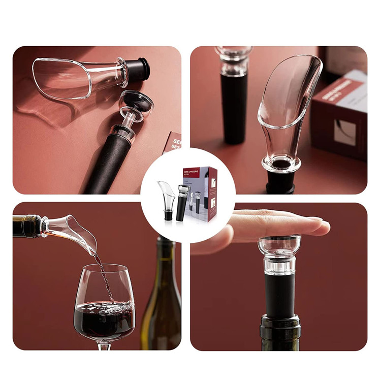Food Grade Plastic Silicone Wine Stopper And Pourer Kit Modern Design