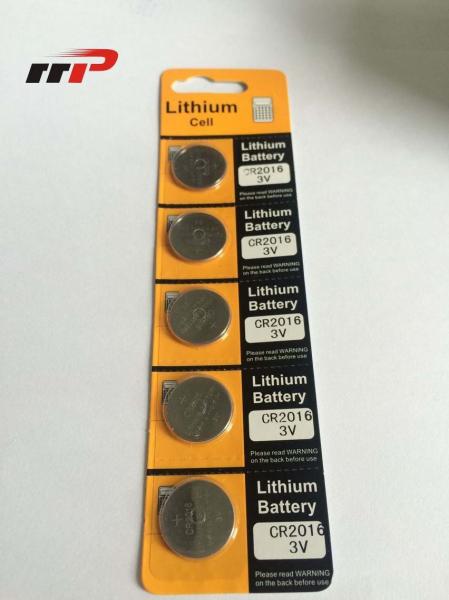 Quality Primary Button Cell 75mAh CR2016 Lithium Battery 3.0V / Li-MnO2 Blister Card Coin Battery for sale