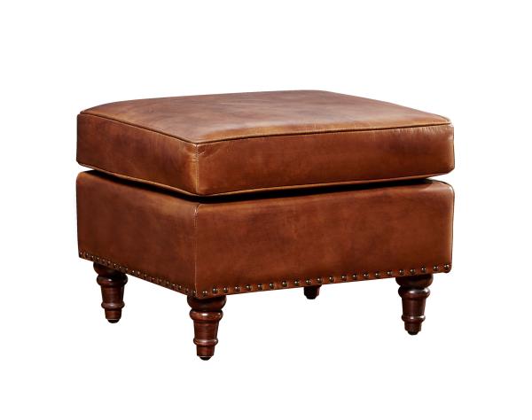 Living Room Retro Vintage Leather Furniture Brown Leather Storage Ottoman With