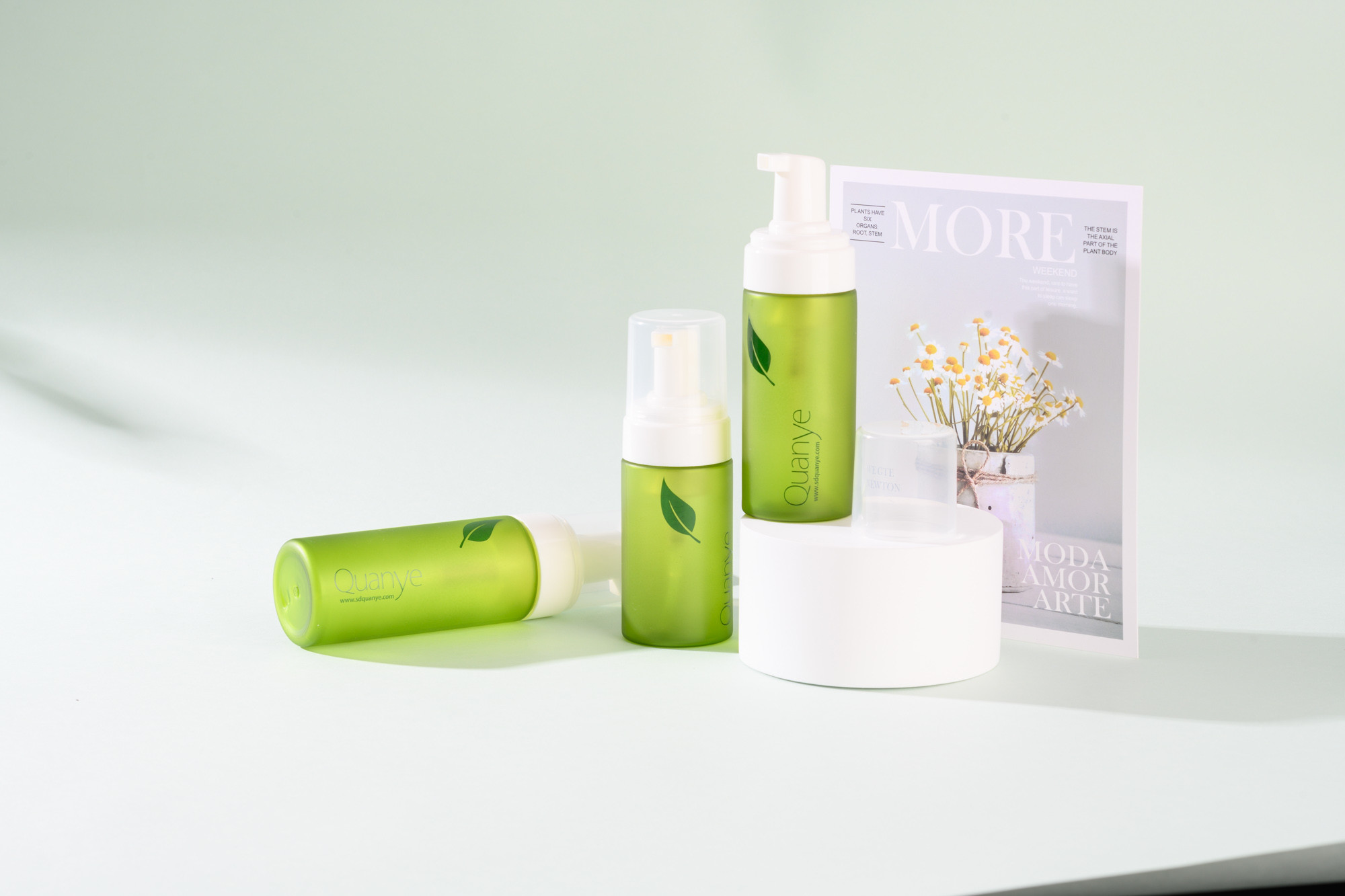 100ml 120ml Green Frosted Plastic Foam Bottle With Fome Pump Musse Foam Cleanser