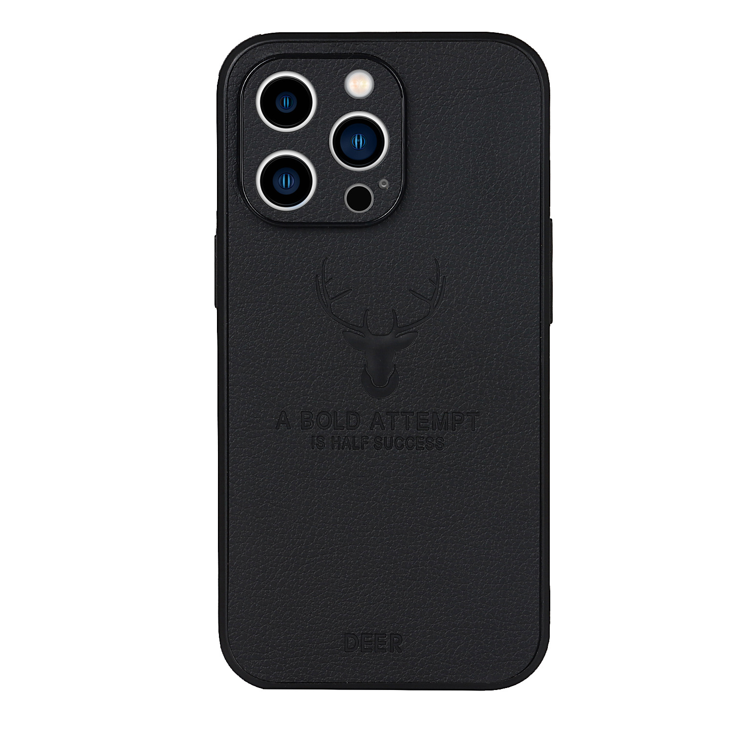 100% Test Luxury Deer Pattern Leather TPU Mobile Phone Case for iPhone 15 Pro Max 14 Pro Camera Lens Protection Orange