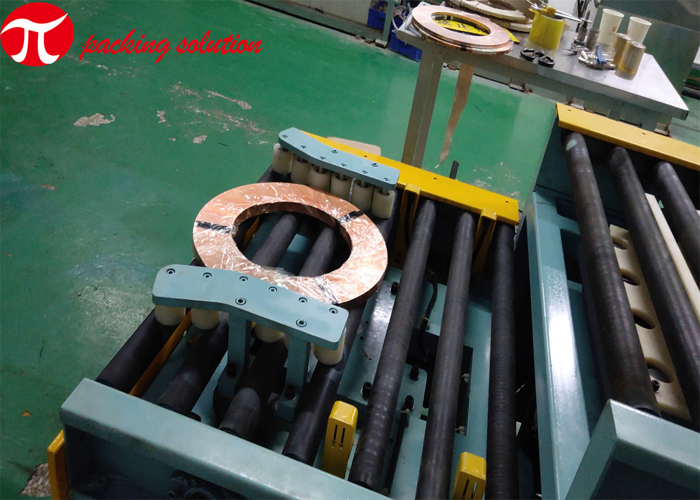 Labor saved high speed copper packaging line for packing slit copper strips ID400mm