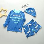 Split Blue Big Boy Swimwear Sets Shark Conservative Boy 3pcs Swimsuit Carton