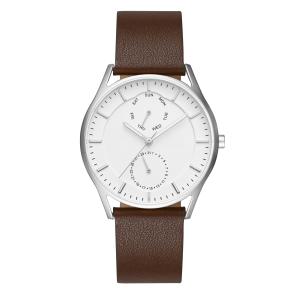 China Sanded stainless steel chronograph watch with easy change leather strap wholesale