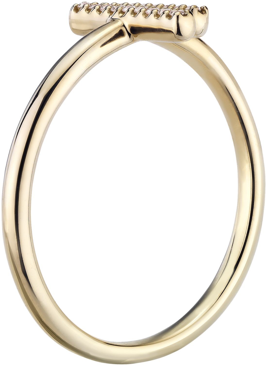 With 9k Yellow Gold Delicate Pavé Split Bar Diamond Engagement Ring