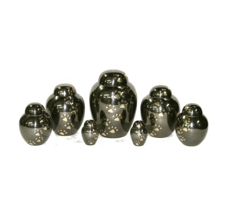Shining Finish Personalised Pet Urn Size 3 - 10 Inch With Paw Engraved Carving