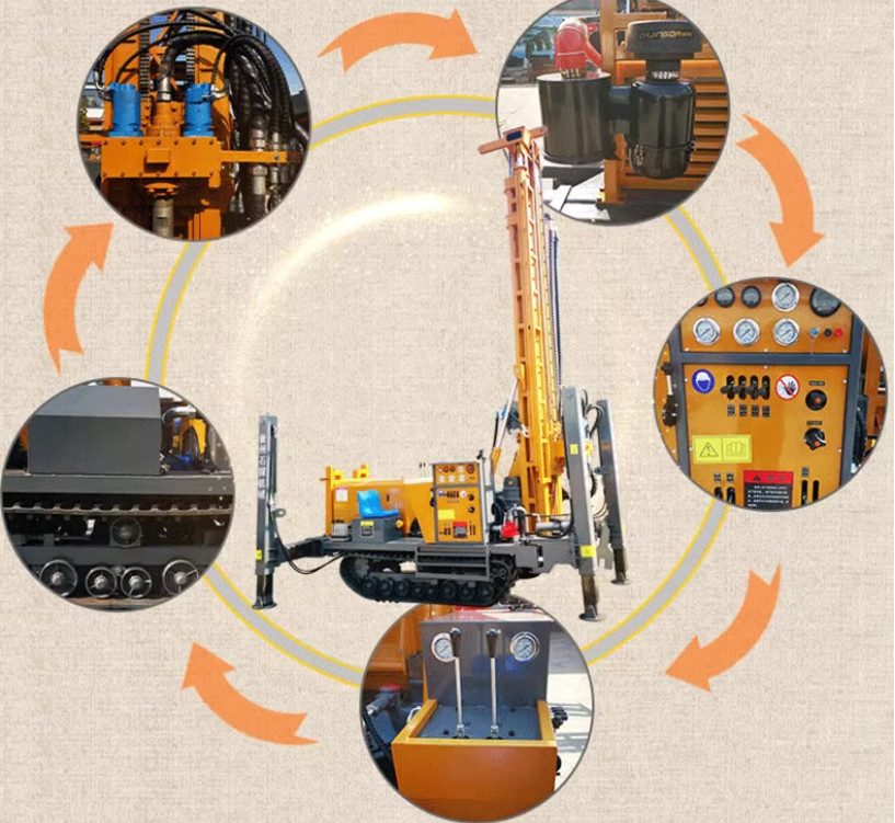 Large Tracked Pneumatic Borewell Machine For Rock Layer Drilling In 4400x2150x2200mm Size