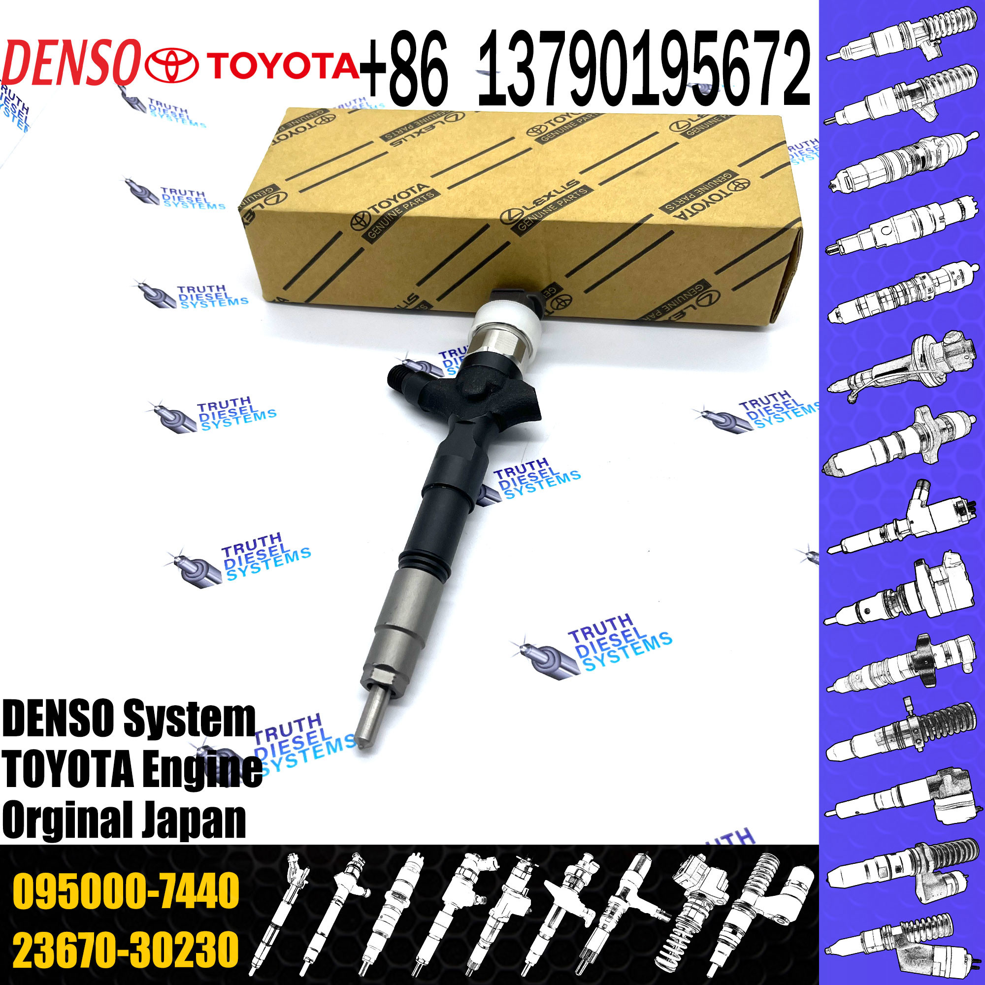 0950007440 Injector Nozzle 23670-39225 23670-39265 Diesel Injector Nozzle Assy 095000-7440 For TOYOTA 23670-30120 23670-