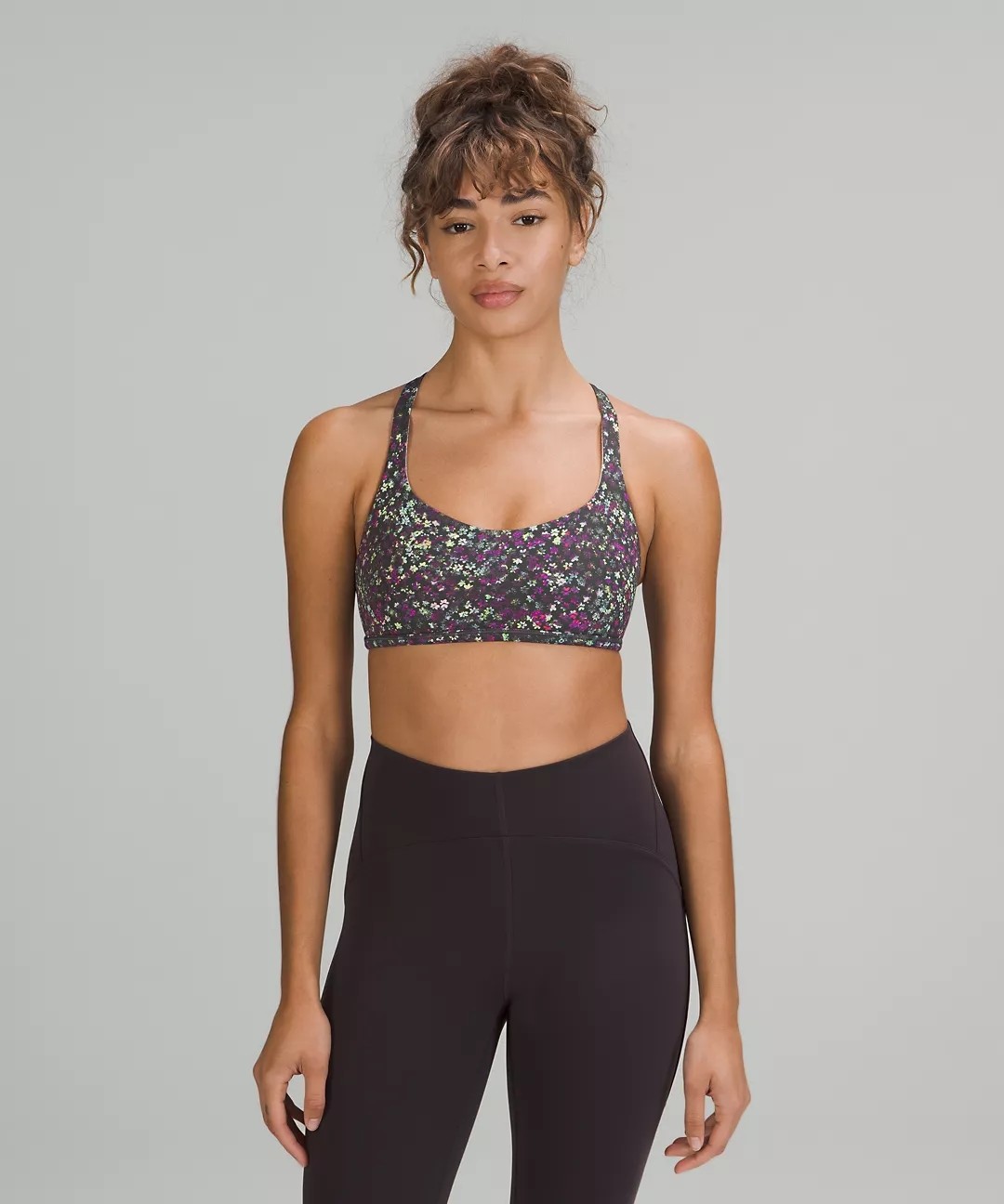 Workout High Impact Sports Bra With Adjustable Straps Cross Back