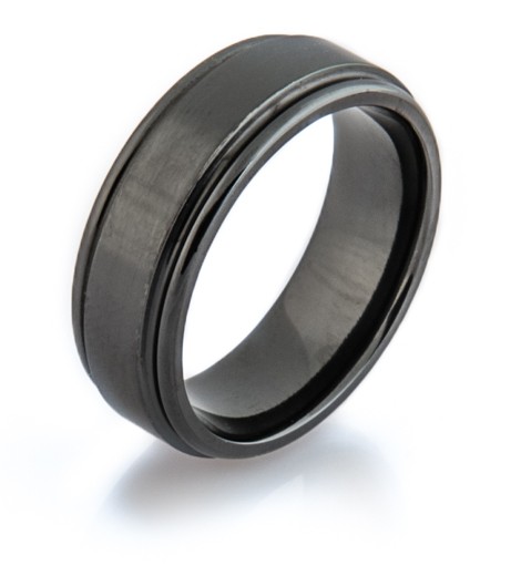 Tagor Jewelry Made Customize Shiny Brushed Wedding Engagement Black Zirconium Rings