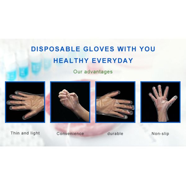 Compostable sanitary clear pe cpe tpe plastic hand gloves for cleaning
