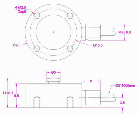 miniature button type force transducer 5kN 2KN 1KN 500N