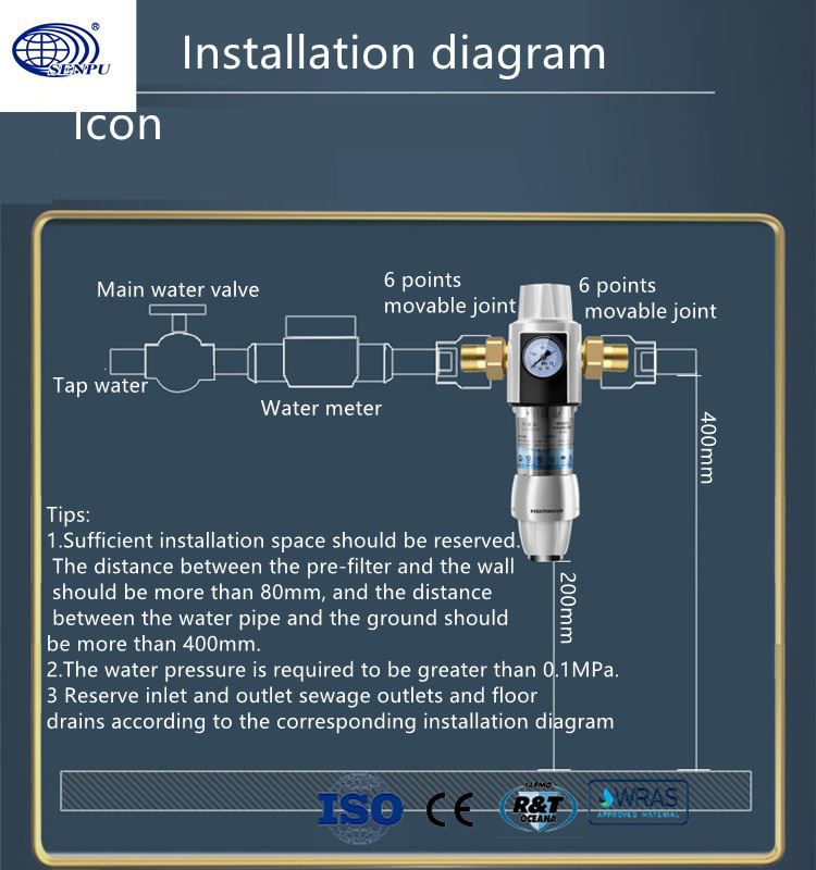 3000L/ H Household Water Purifier RO Water Pre Filter For Home