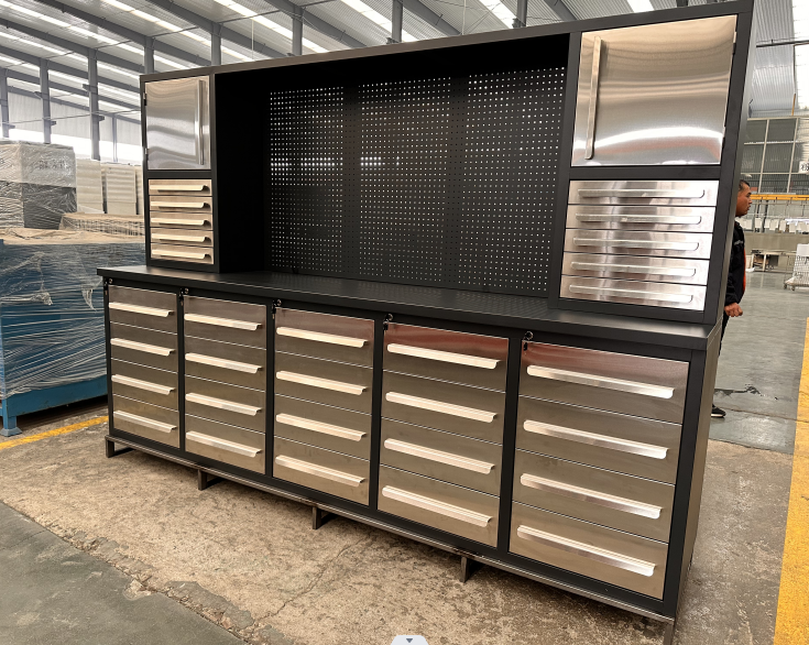 Stainless Steel Handles Heavy Duty Tool Cabinet for Garage and Folding Workbench