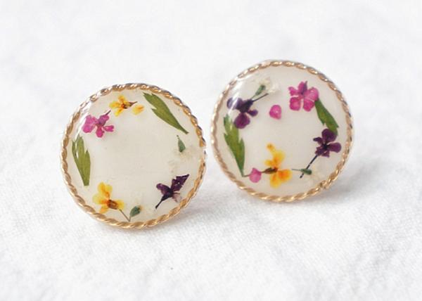 The Secret Garden Anniversary Gift Dry Mixed Flowers Woman Fashional Earstuds
