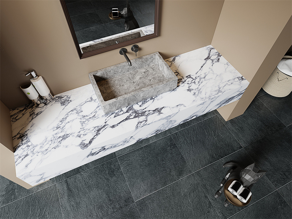 White 1600x3200mm Polished Glazed Porcelain Sintered Stone Slab For Office Acid-Resistance