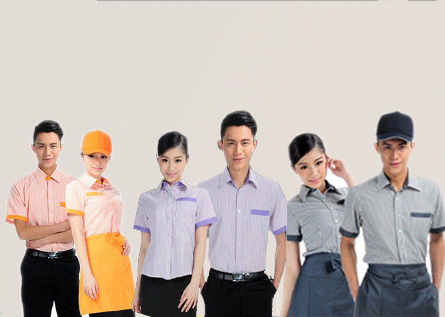 Embroidery Logo Restaurant Staff Uniform , Cool Bar Work Shirts Suit Collar Style