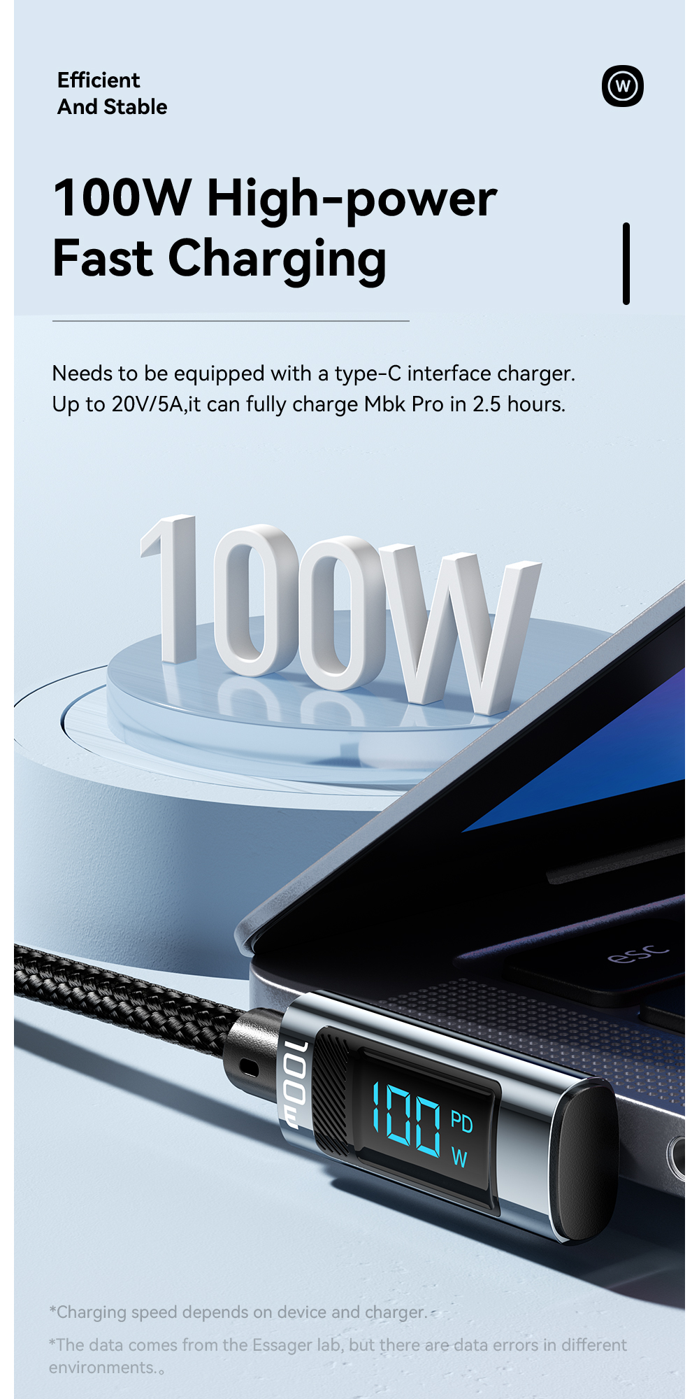 Aluminum Alloy C-C USB C To C Charging Cable 100W ES-X47 Series 1m 2m
