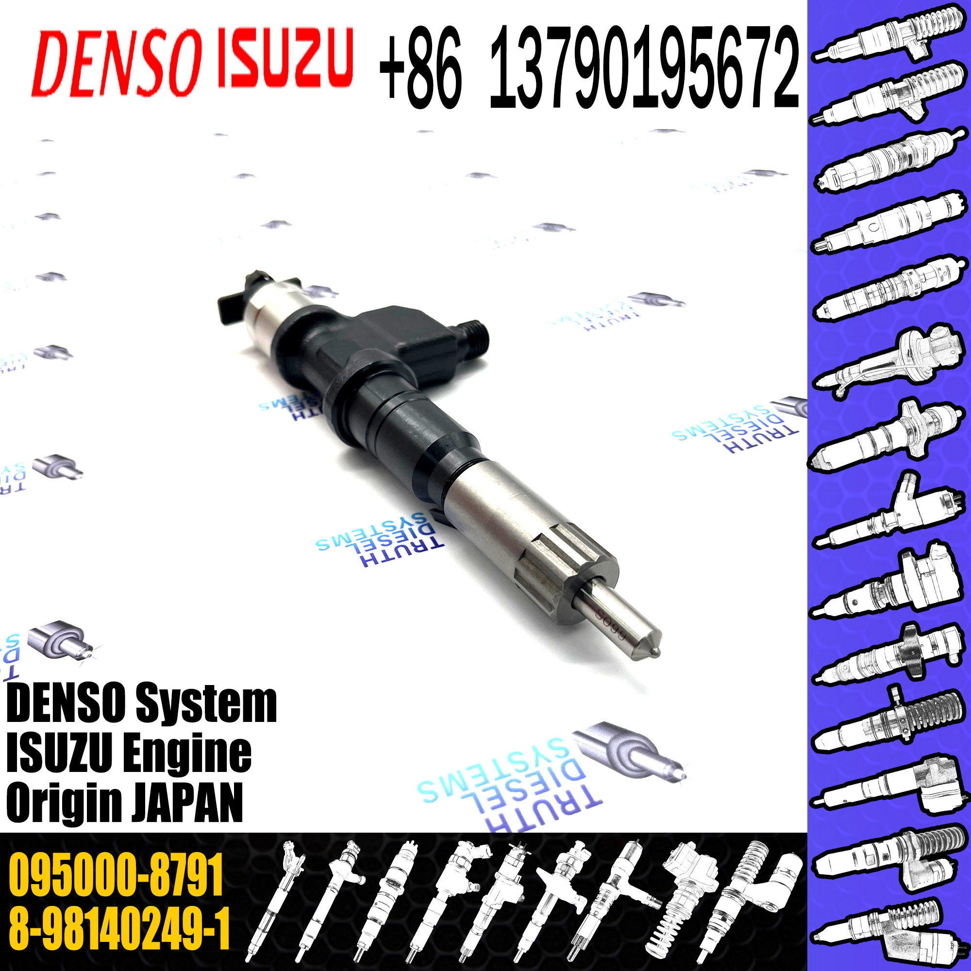 Huida Diesel Engine fuel injector 095000-8791 8-98140249-1 095000-8792 8-98140249-2 Original
