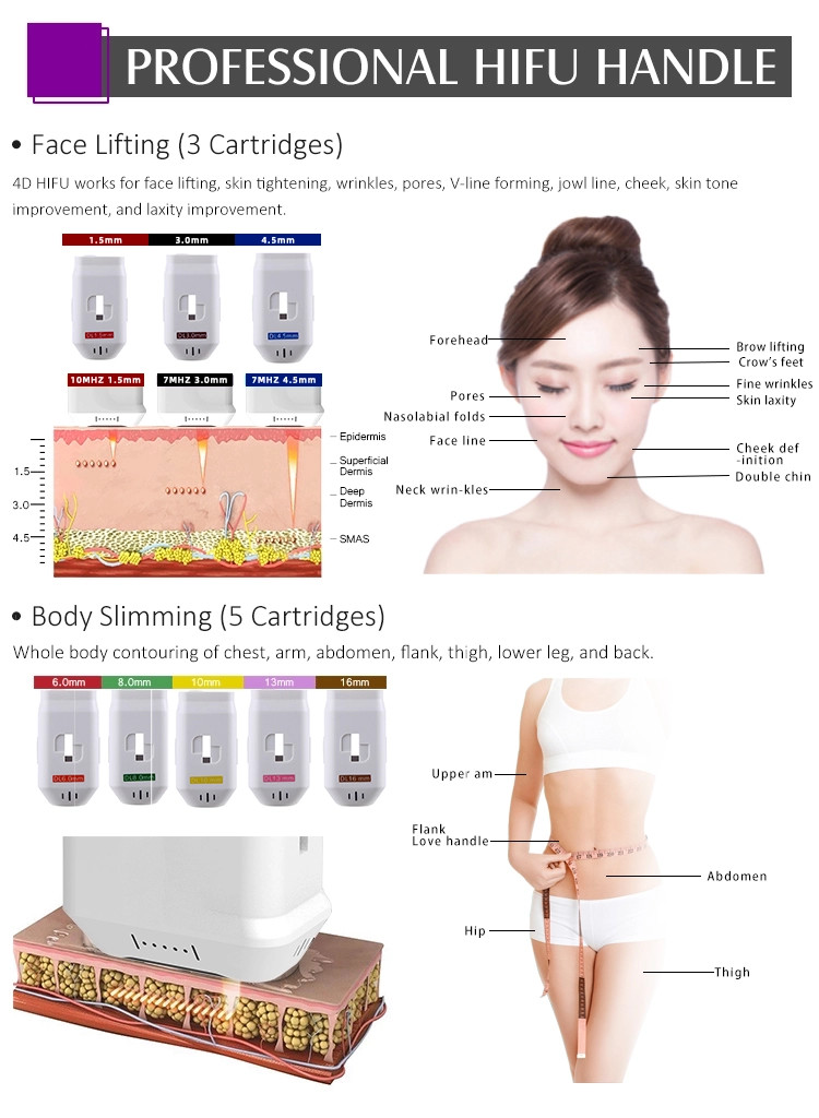 GOMECY 12 Lines 8 Cartridges 4D Hifu Face Lifting Machine Skin Tightening