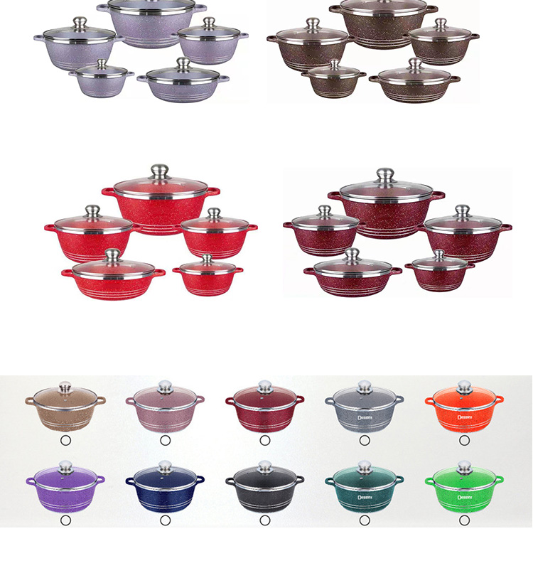 OEM/ODM Kitchen Pots Granite Aluminum Pans And Pots Double Bottom Nonstick Cookware Sets