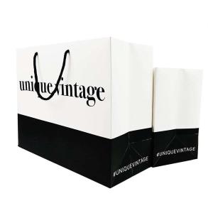 China Custom Logo Clothing Shopping Gift Jewelry Packaging Paper Bag with Gold Stamp Finish wholesale