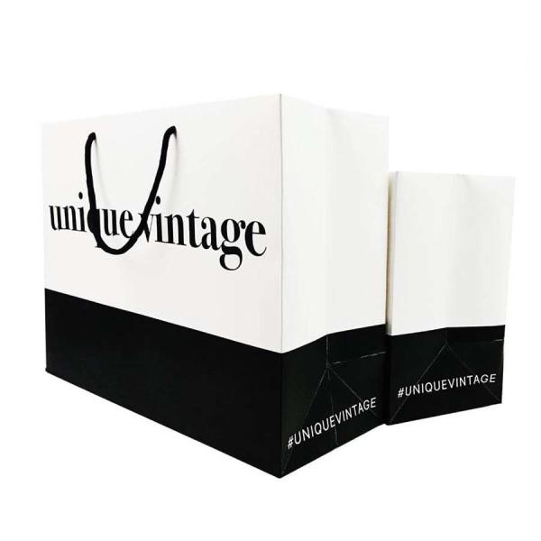 Custom Logo Clothing Shopping Gift Jewelry Packaging Paper Bag with Gold Stamp