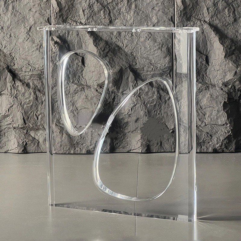 Custom T Shape Clear Acrylic Furniture Legs Plexiglass Acrylic Dinning Table Leg