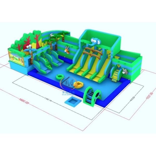 PVC Material Outdoor Inflatable Water Park Inflatable Water Playground 70x50m For Shoal Pool