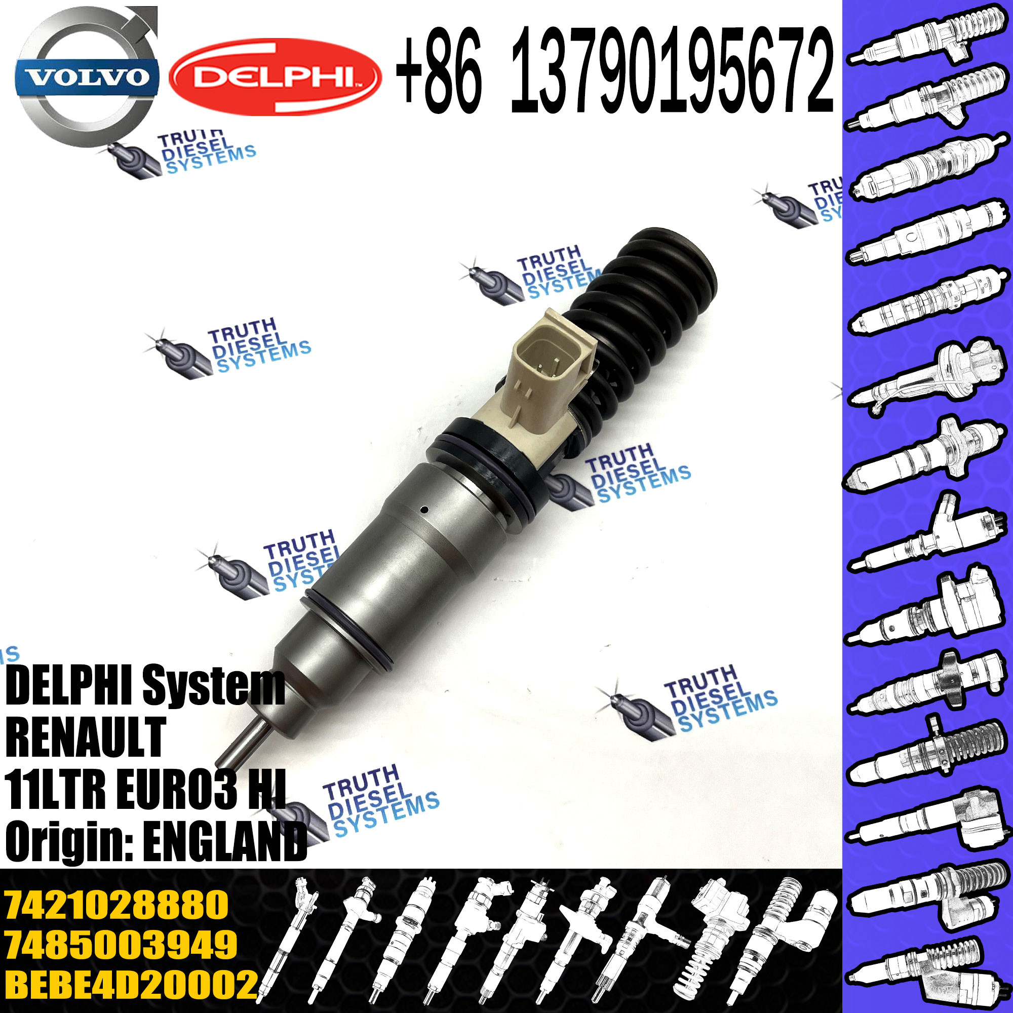 Diesel Fuel Injector 21582096 BEBE4D35002 21644598 85003949 7421028880 E3.18 for VOL 11LTR EURO3 HI