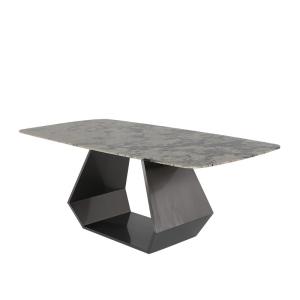 China Black Finish Marble Pedestal Dining Table Rooms Rectangular Steel Table wholesale