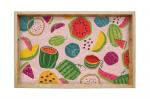 decorative bamboo wooden serving tray with color pattern
