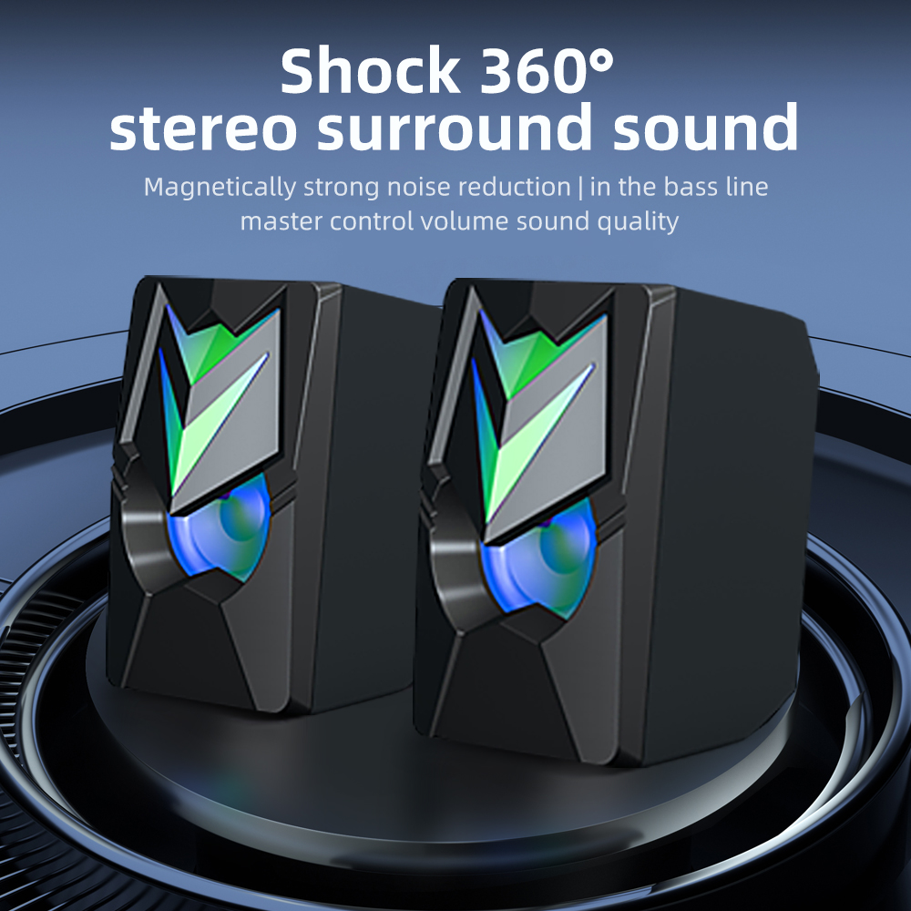 PC Table Wired Stereo Subwoofer With Led Rgb Light And Frequency Range 20Hz-20KHz