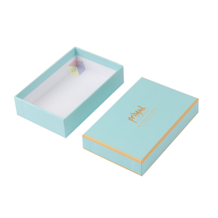 Light Blue Handmade Rigid Cardboard Gift Box Lid And Base Custom Logo