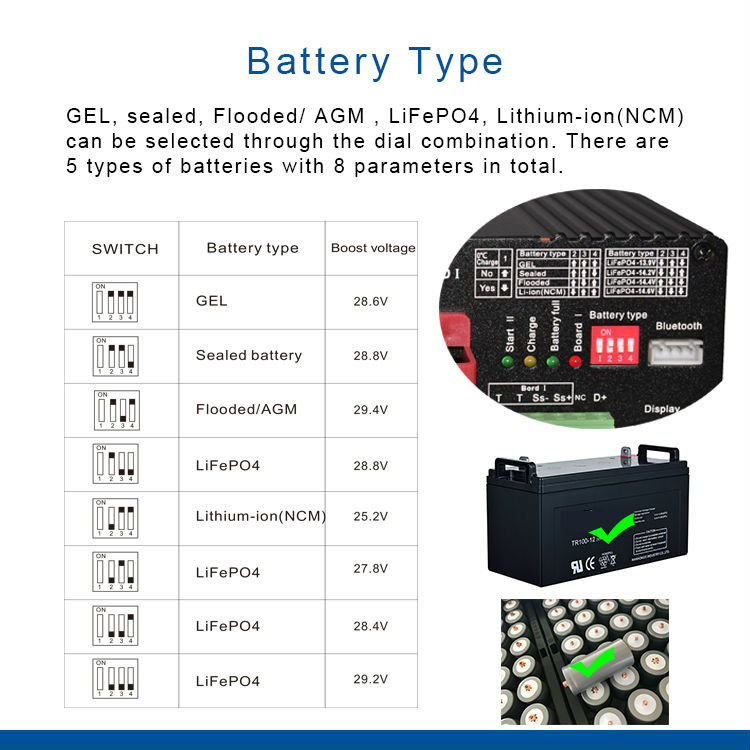 DC 24V Solar battery Vehicle charger for RV Boat lithium Gel Lifepo4 Sealed battery
