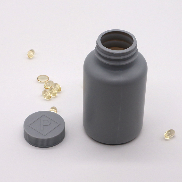 Matte 200ml HDPE Silver Gray Plastic Bottle for Customizable Solid Medicine Packaging